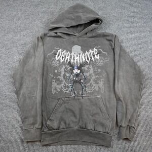 Death Note Ryuk Hoodie Mens Small Gray Fleece Pullover Sweatshirt Anime Graphic
